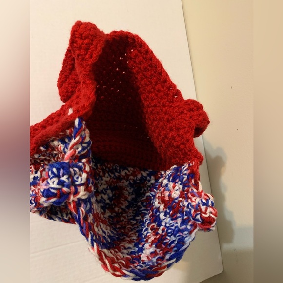 Shoulder Bag Red,White,Blue Mix, Shoulder Bag, handmade, crocheted - Picture 10 of 16